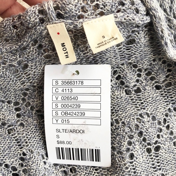 Anthro. Moth | Linen Blend Open Knit Hooded TopNWT - Picture 8 of 12